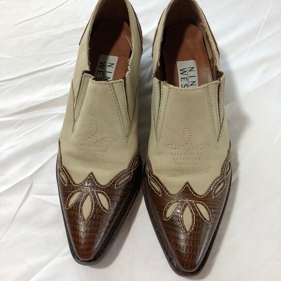 Nine West Vintage leather suede womens 7.5 western pointed toe booties shooties - Picture 2 of 11